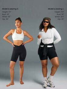 GLOWMODE 8" FeatherFit™ Crossover Biker Shorts Cycling Running Gym Workout - Black - View 9