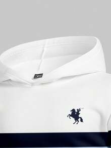 Manfinity Homme Bộ đồ thể thao nam, áo nỉ chắp vá cổ điển, phù hợp cho mùa thu/đông - Màu xanh lam - Xem 4