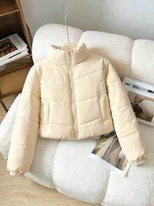 SHEIN 少女冬季保暖连帽拉链背心外套