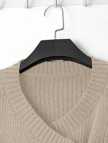 GlowEve Áo len cardigan cổ chữ V mới dành cho nữ, phong cách Âu Mỹ, phối màu thanh lịch, thời trang tối giản - Màu Khaki - Xem 5