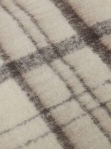 MUSERA Khăn choàng lông xù kẻ caro trắng đen cỡ lớn - trắng - Xem 4