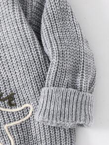 Loomiva Baby Boy Cartoon Dinosaur Pattern Halloween Crew Neck Long Sleeve Sweater In Fall/Winter - Light Grey - View 4