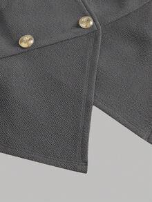 SHEIN Teen Girls Shirt Co-Ords Patchwork Double-Breasted Lapel Shirt & Solid Color Pants Casual Suit Set