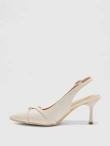 CUCCOO BIZCHIC Women's Pointed Toe Buckle Design Fashionable High Heels, Versatile For Daily Wear For Christmas Spring Shoes - Beige - View 10