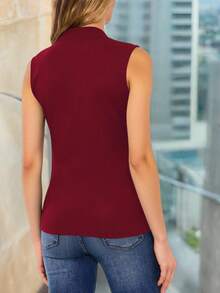 EMERY ROSE Camiseta de tirantes ajustada de unicolor para mujer, ideal para ir al trabajo - Burdeos - Ver 2