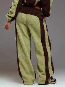 MUSERA 撞色侧条纹宽松羊羔绒长裤套装（仅下装）酷女孩舒适可爱户外探险裤运动裤休闲夏季 - 彩色 - 查看 4
