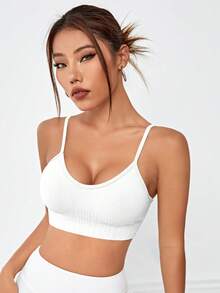 Velisys Velisys 纯色细肩带舒适透气休闲运动文胸 - 彩色 - 查看 3