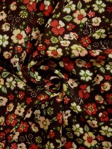 Elaquor Plus Size Women's Ditsy Floral Deep V-Neck Tie Front Lantern Sleeve Dress - Multicolor - View 3