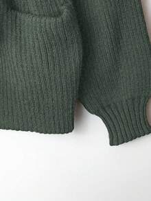 GlowEve Áo len cardigan cổ chữ V mới dành cho nữ, phong cách Âu Mỹ, phối màu thanh lịch, thời trang tối giản - xanh quân đội - Xem 3