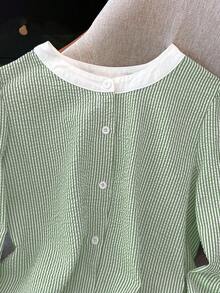 Franclia Striped Color Block Casual Commuter Minimalist Style Women Top - Multicolor - View 4