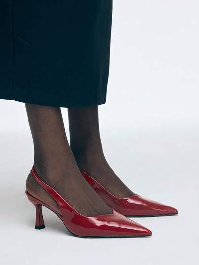 Mnmlis Şık Minimalist Yeşil Sivri Burunlu Orta Topuklu Ayakkabılar, İş, Buluşmalar ve Resmi Etkinlikler İçin Uygun