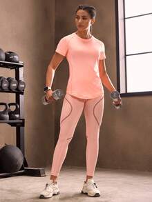 Powerista Andningsbar sporttröja med vridning framtill, gymtröjor för kvinnor - Korallrosa - Visa 5