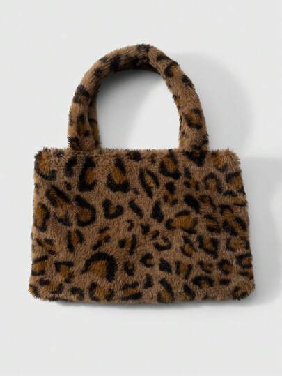 Goth 1 pieza Bolso de mano grande con estampado de leopardo o tigre, de piel de conejo sintética, con cierre magnético, estilo retro chic y versátil, adecuado para el uso diario de la mujer y como regalo para vacaciones