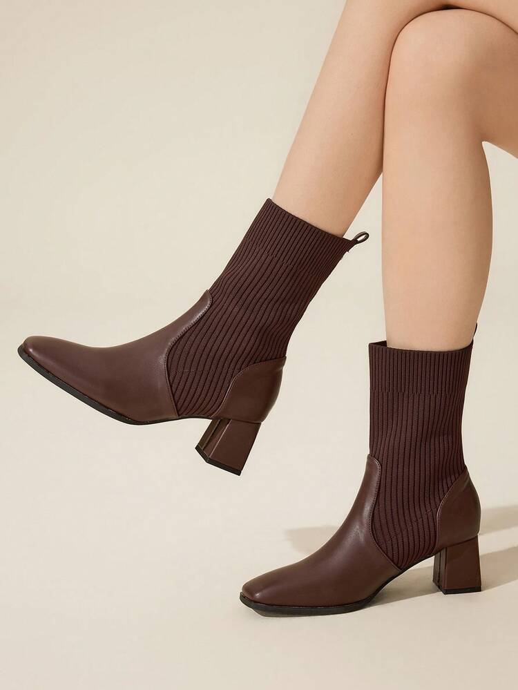 CUCCOO BASICS Women's Fashionable Versatile High Heel Mid-Calf Boots For Daily Wear For Christmas