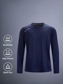 Chemise de compression à manches longues fine pour hommes DRIFTMERE, absorbant l'humidité, respirante, convenant pour la course, l'entraînement, spécialement conçue pour la salle de gym du printemps à l'été - Multicolore - Voir 1