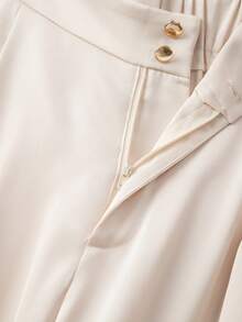 GlowEve CURVE Women's Fashionable Elegant Pleated Long Sleeve Blazer Jacket And Wide Leg Pants Set - Apricot - View 3