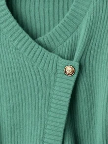 GlowEve 新款女士V领开衫，欧美风撞色优雅简约时尚针织上衣 - 綠色 - 查看 5