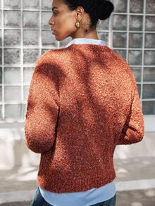 Lumivelle Women's Casual Round Neck Mesh Long Sleeve Pullover Sweater - Multicolor - View 2