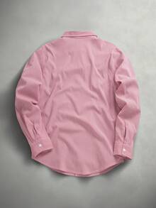 STYNVO Men's Letter Embroidered Plaid Long Sleeve Single-Breasted Casual Shirt Pink Shirts Button Shirts Pink Men S Shirt - Red - View 2