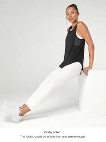 GLOWMODE 轻质快干透气装备网眼弧形下摆背心健身房日常锻炼 - 黑色 - 查看 6