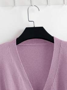 Lyxana New Elegant Button Decor Pullover Sweater, Minimalist European & American Style Fashion Knit Top - Pink - View 5