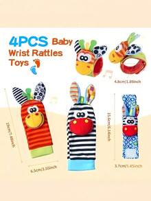 2 Or 4 Pcs Soft Material Wrist Rattle Foot Finder Sensory Stimulation Toys Colorful Halloween Themed Sock Toys Set For Festive Play Fun Rattle Socks Gift Sensory Playtime Activity Novelty Item Holiday Celebration Soft Fabric Entertainment