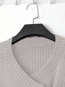 GlowEve 新款女士V领开衫，欧美风撞色优雅简约时尚针织上衣 - 淺灰色 - 查看 5