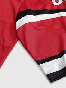 ROMWE MEN Prep Men's Y2K Street Style Hockey Jersey Graphic Short Sleeve T-Shirt, Summer - Red - View 6