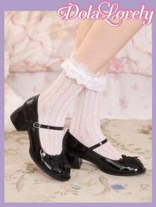 Dola Lovely 女士黑色洛丽塔风格圆头玛丽珍高跟鞋，适合万圣节、圣诞节、感恩节、约会、派对 - 黑色 - 查看 4