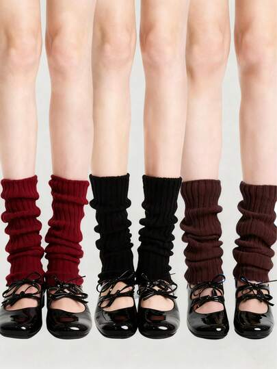 Kawaii 3 pezzi Scaldamuscoli donna tinta unita