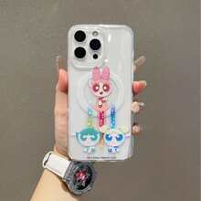 THE POWERPUFF GIRLS X SHEIN 卡通彩虹女巫图案手机壳，支持磁吸无线充电，透明防摔，软硬材质，可作为节日礼物赠送，兼容 15/16 Pro/Pro Max/14/15/16 Plus/17/17 Pro Max，男女通用，防指纹防刮花，透明亮面。 - 彩色 - 查看 6