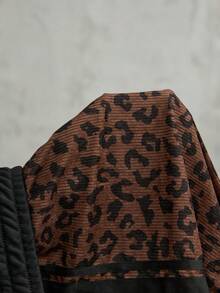 SHEIN EZwear Plus Size Autumn, Winter Casual Leopard Print Patchwork Sweatpants Graduation, Back To School, Teacher For Women - Black - View 6