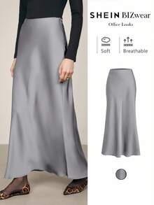 BizChic 2026春夏新款灰色鱼尾半身裙，优雅都市通勤日常百搭浪漫90年代复古风，适合圣诞节、新年、情人节、派对、海滩、毕业典礼、时尚、嘉年华、假日、婚礼宾客、休闲、浪漫等场合。 - 灰色 - 查看 6