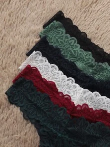 SHEIN 6pcs/Set Women Lace Seamless Thong Panties