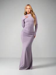 MISSGUIDED Lavender Ruched Panel Bodycon Long Sleeve Off Shoulder Maxi Dress For Evening Party Cocktail Formal Occasions