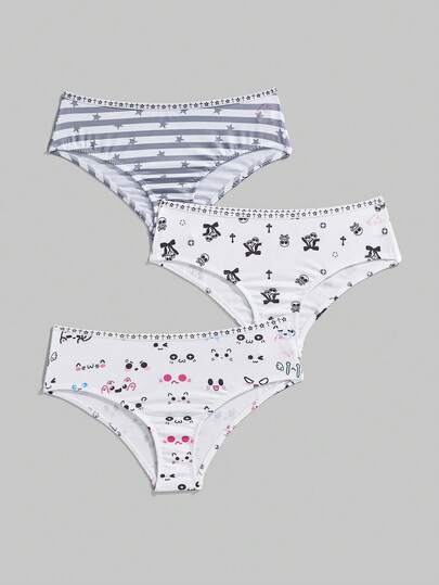 J-Fashion 3pcs/Set Women's , Cute Star Print Hipster Panties