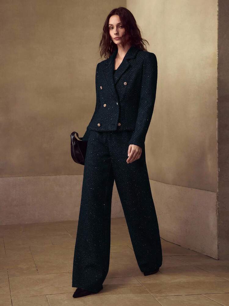 FASHIONABLE SLANT POCKET WIDE LEG PANTS