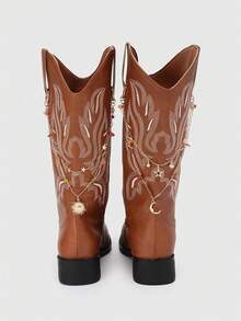 ROMWE Fairycore 2 mặt dây chuyền pha lê hình ngôi sao và mặt trăng nhiều màu phong cách Bohemian trang trí giày/bốt, thích hợp để trang trí giày bốt cao, kiểu giày bốt nâng cao, quà tặng cho lễ Ramadan/sinh nhật/ngày lễ - Vàng - Xem 5