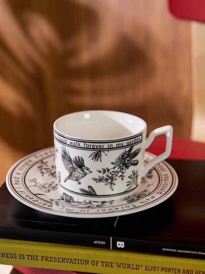 Cirelle 1set Coffee Cup & Saucer Set Afternoon Tea Cup Dessert Plate Vintage Ceramic Mug Back To School