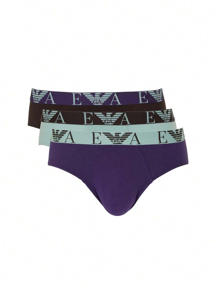 3 Pack Men's Boxers - Purple and Mint Green and Black - View 1