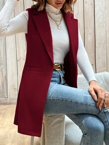 BizChic سترة صوفية بلا أكمام متوسطة الطول، جديدة لموسم الربيع/الصيف، أنيقة للتنقل اليومي في المدينة، رومانسية بطراز ال- 90، مناسبة لعيد الميلاد، رأس السنة، عيد الحب، الحفلات، الشاطئ، التخرج، الموضة، الكرنفال، العطلات، حفلات الزفاف، الغداء، المطار، متعددة المناسبات - الأحمر - مشاهدة 7