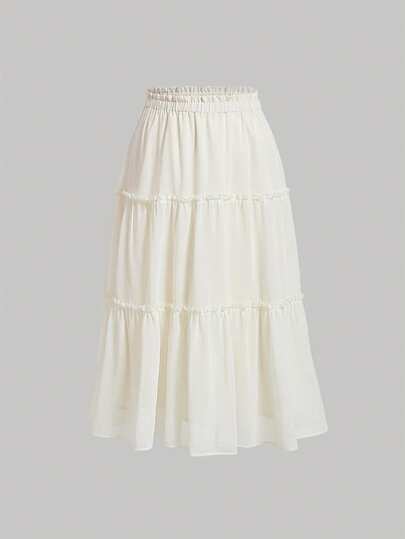 SHEIN MOD 大碼褶邊荷葉邊半身裙