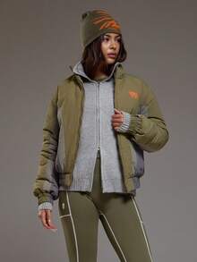 MUSERA Zip Through Contrast Colour Elasticated Hem High Neck Padded Jacket Winter Coolgirl Cosy Cute Outdoors Explorer Y2k - Multicolor - View 1
