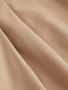 SHEIN MOD Khaki Wide Leg Pants With Belt For Plus Size Women, Retro Style In Fall/Winter - Coffee Brown - View 4