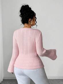 Elenzga Suéter holgado y elegante de manga larga de talla grande para mujer, jersey informal para otoño/invierno - Rosa - Ver 3