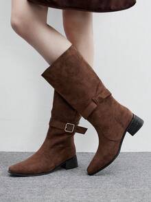 CUCCOO BIZCHIC 2025 Autumn/Winter New Fashionable Versatile Brown Slimming Chunky Heel Riding Boots For Women For Christmas - Brown - View 4