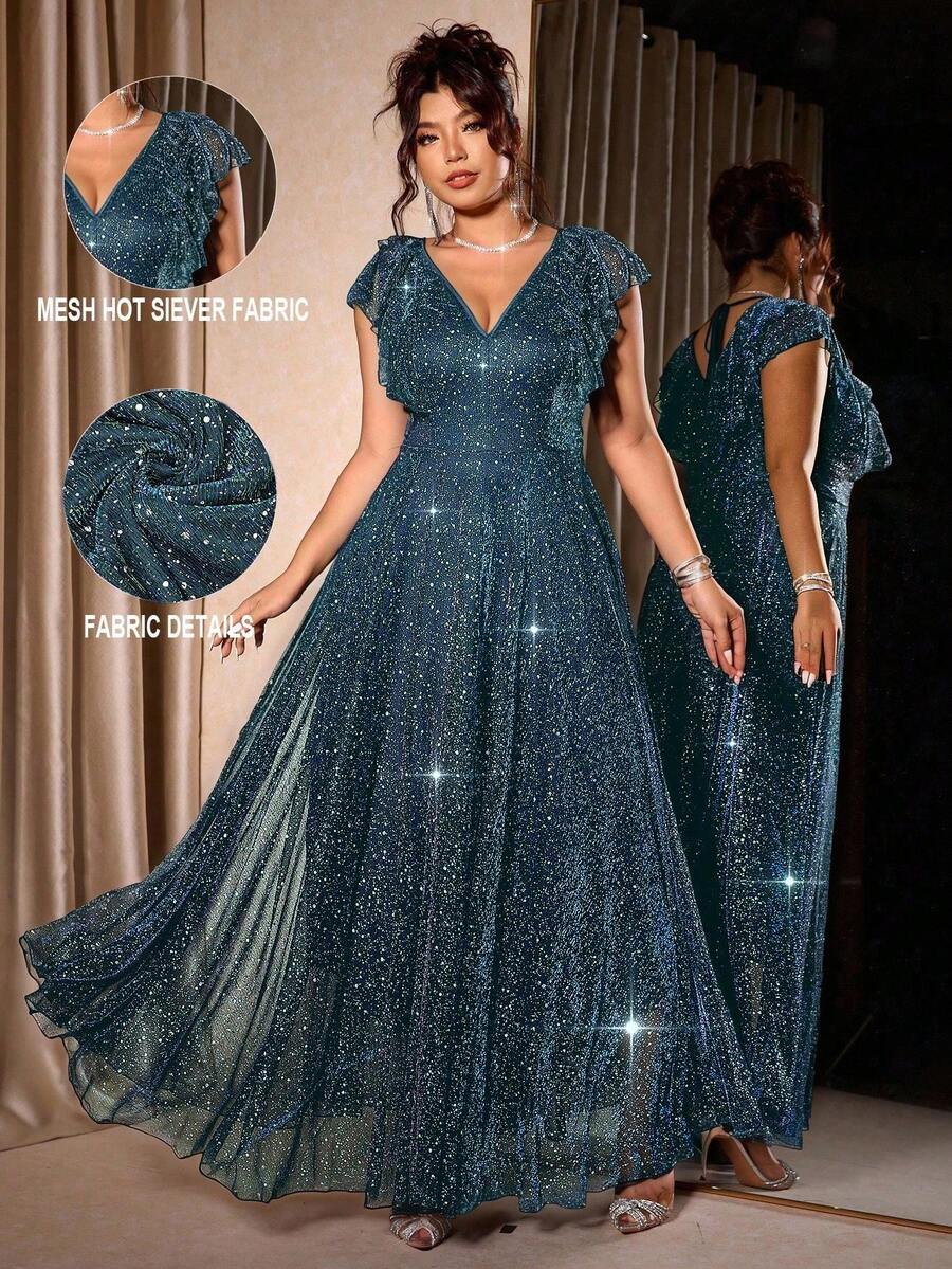 Cravure Never Out Of Style, Kooky Elegance Collection (Woe Is Me Vibes)(Wednesday Aesthetic) 2025 New Elegant Ruffle Sleeve Dress, Suitable For Back To School, Graduation, Holidays, Valentine's Day, Music Festivals, Mother's Day, Halloween, Thanksgiving, Easter, National Day, Galas, Dates, Parties, Weddings, Outdoor Trips - Green - View 1