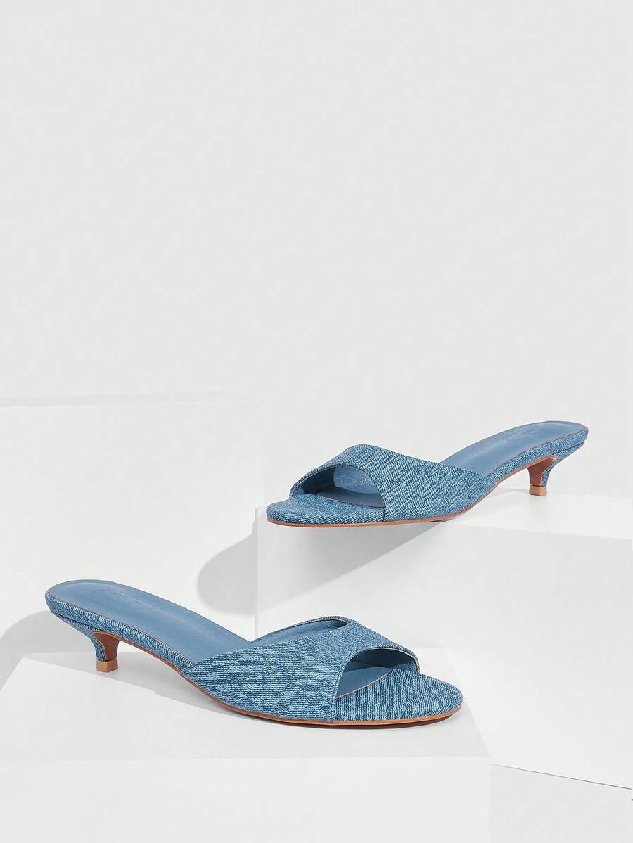CUCCOO SZL 女士时尚百搭高跟凉鞋，夏季 - 藍色 - 查看 1