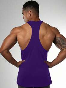 Manfinity Sport PWRUP Ärmelloses U-Ausschnitt Lässig atmungsaktives Sommer vielseitiges Trägershirt - Violett - Übersicht 2