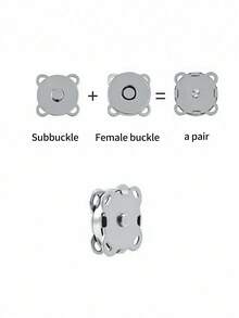 4对/10对/20对 DIY 磁性纽扣，梅花形手工缝制磁性扣，18mm 纽扣 - 銀色 - 查看 5